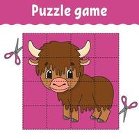 Puzzle game for kids. Education developing worksheet. Learning game for children. Color activity page. For toddler. Riddle for preschool. Isolated vector illustration in cartoon style.