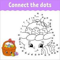 Dot to dot game. Draw a line. For kids. Activity worksheet. Coloring book. With answer. Cartoon character. vector