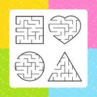 A set of mazes. Game for kids. Puzzle for children. Labyrinth conundrum. Find the right path. Simple flat isolated vector illustration.