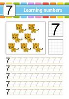 Trace and write. Handwriting practice. Learning numbers for kids. Education developing worksheet. Activity page. Game for toddlers and preschoolers. Isolated vector illustration in cute cartoon style.