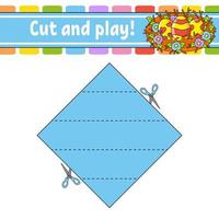 cortar y jugar. rompecabezas de lógica para niños. hoja de trabajo de desarrollo educativo. juego de aprendizaje. página de actividad. práctica de corte para preescolar. Ilustración de vector aislado plano simple en estilo de dibujos animados lindo.