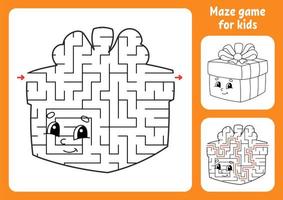 Abstract maze. Game for kids. Puzzle for children. Labyrinth conundrum. Christmas theme. Find the right path. Education worksheet. With answer. vector