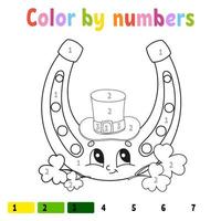 Color by numbers. Coloring book for kids. Vector illustration. Cartoon character. Hand drawn. Worksheet page for children. Isolated on white background. St. Patrick's day.