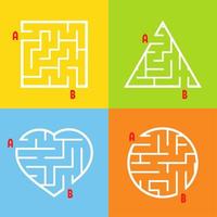 A set of mazes. Game for kids. Puzzle for children. Labyrinth conundrum. Find the right path. Simple flat isolated vector illustration.