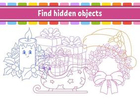 Find hidden object. Education developing worksheet. Activity page with pictures. Color contour. Logical thinking training. Isolated vector illustration. Funny character. Cartoon style.