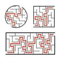 A set of mazes. Game for kids. Puzzle for children. Labyrinth conundrum. Find the right path. Simple flat isolated vector illustration.