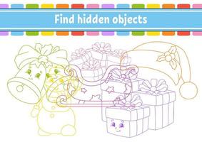 Find hidden object. Education developing worksheet. Activity page with pictures. Color contour. Logical thinking training. Isolated vector illustration. Funny character. Cartoon style.