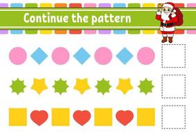 Continue the pattern. Education developing worksheet. Game for kids. Activity page. Puzzle for children. Riddle for preschool. Flat isolated vector illustration. Cute cartoon style.