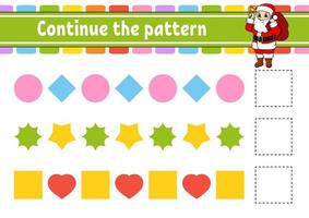 Continue the pattern. Education developing worksheet. Game for kids. Activity page. Puzzle for children. Riddle for preschool. Flat isolated vector illustration. Cute cartoon style.