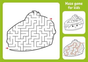 Abstract maze. Game for kids. Puzzle for children. Labyrinth conundrum. Find the right path. Education worksheet. With answer. vector