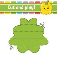 cortar y jugar. rompecabezas de lógica para niños. hoja de trabajo de desarrollo educativo. juego de aprendizaje. página de actividad. práctica de corte para preescolar. Ilustración de vector aislado plano simple en estilo de dibujos animados lindo.