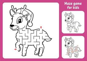 Abstract maze. Game for kids. Puzzle for children. Labyrinth conundrum. Christmas theme. Find the right path. Education worksheet. With answer. vector