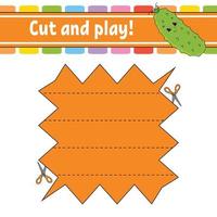 Cut and play. Logic puzzle for kids. Education developing worksheet. Learning game. Activity page. Cutting practice for preschool. Simple flat isolated vector illustration in cute cartoon style.