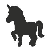 Black silhouette. Magical unicorn. Vector illustration isolated on white background. Design element. Template for your design, books, stickers, posters, cards, child clothes.