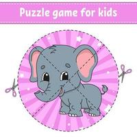 Cut and play. Logic puzzle for kids. Education developing worksheet. Learning game. Activity page. Cutting practice for preschool. Simple flat isolated vector illustration in cute cartoon style.