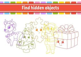 Find hidden object. Education developing worksheet. Activity page with pictures. Color contour. Logical thinking training. Isolated vector illustration. Funny character. Cartoon style.