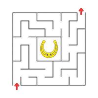 Square maze. Game for kids. Puzzle for children. Cartoon character. Labyrinth conundrum. Color vector illustration. Find the right path. The development of logical and spatial thinking.