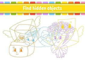 Find hidden object. Education developing worksheet. Activity page with pictures. Color contour. Logical thinking training. Isolated vector illustration. Funny character. Cartoon style.