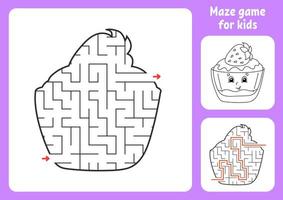 Abstract maze. Game for kids. Puzzle for children. Labyrinth conundrum. Find the right path. Education worksheet. With answer. vector