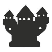 Black silhouette. Royal Castle. Vector illustration isolated on white background. Design element. Template for your design, books, stickers, posters, cards, child clothes.