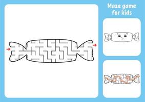 Abstract maze. Game for kids. Puzzle for children. Labyrinth conundrum. Find the right path. Education worksheet. With answer. vector