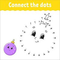 Dot to dot. Draw a line. Handwriting practice. Learning numbers for kids. Activity worksheet. With answer. Game for toddler. Isolated vector illustration. Cute character. Cartoon style.