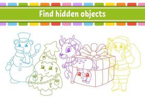 Find hidden object. Education developing worksheet. Activity page with pictures. Color contour. Logical thinking training. Isolated vector illustration. Funny character. Cartoon style.