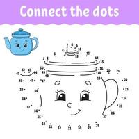 Dot to dot game. Draw a line. For kids. Activity worksheet. Coloring book. With answer. Cartoon character. Vector illustration.