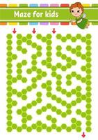Rectangular color maze. Game for kids. Funny labyrinth. Education developing worksheet. Activity page. Puzzle for children. Cartoon character. Logical conundrum. Vector illustration.