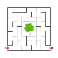 Square maze. Game for kids. Puzzle for children. Cartoon character. Labyrinth conundrum. Color vector illustration. Find the right path. The development of logical and spatial thinking.