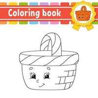 Coloring book for kids. Cheerful character. Vector illustration. Cute cartoon style. Fantasy page for children. Black contour silhouette. Isolated on white background.