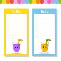 To do list for kids. Empty template. The rectangular shape. Isolated color vector illustration. Funny character. Cartoon style. For the diary, notebook, bookmark.