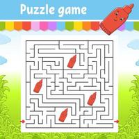 Square maze. Game for kids. Puzzle for children. Labyrinth conundrum. Color vector illustration. Find the right path. Isolated vector illustration. Cartoon character.