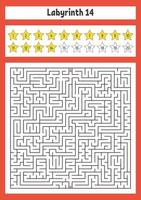 Square maze. Game for kids. Puzzle for children. Labyrinth conundrum. Color vector illustration. Find the right path. The development of logical and spatial thinking.