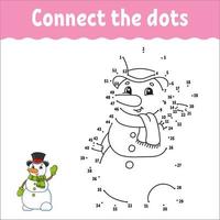 Dot to dot. Draw a line. Handwriting practice. Learning numbers for kids. Activity worksheet. With answer. Game for toddler. Isolated vector illustration. Cute character. Cartoon style.