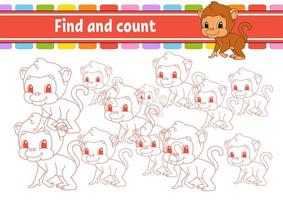 Find and count. Education developing worksheet. Activity page with pictures. Puzzle game for children. Logical thinking training. Isolated vector illustration. Funny character. Cartoon style.