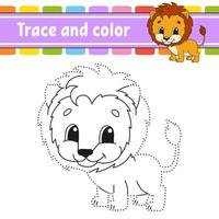 Trace and color. Coloring page for kids. Handwriting practice. Education developing worksheet. Activity page. Game for toddlers. Isolated vector illustration. Cartoon style.