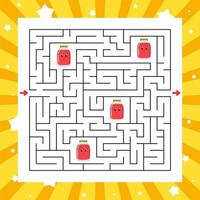 Square maze. Game for kids. Puzzle for children. Labyrinth conundrum. Color vector illustration. Find the right path. Isolated vector illustration. Cartoon character.