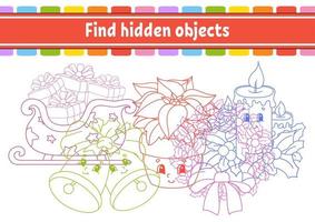 Find hidden object. Education developing worksheet. Activity page with pictures. Color contour. Logical thinking training. Isolated vector illustration. Funny character. Cartoon style.