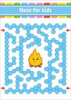 Rectangular color maze. Game for kids. Funny labyrinth. Education developing worksheet. Activity page. Puzzle for children. Cartoon character. Logical conundrum. Vector illustration.