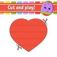 Cut and play. Logic puzzle for kids. Education developing worksheet. Learning game. Activity page. Cutting practice for preschool. Simple flat isolated vector illustration in cute cartoon style.