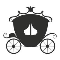 Black silhouette. Magic carriage. Vector illustration isolated on white background. Design element. Template for your design, books, stickers, posters, cards, child clothes.