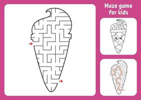 Abstract maze. Game for kids. Puzzle for children. Labyrinth conundrum. Find the right path. Education worksheet. With answer. vector