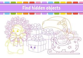 Find hidden object. Education developing worksheet. Activity page with pictures. Color contour. Logical thinking training. Isolated vector illustration. Funny character. Cartoon style.