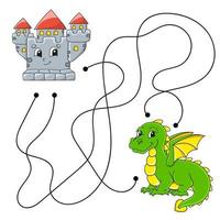 Easy maze. Labyrinth for kids. Activity worksheet. Puzzle for children. Cartoon character. Logical conundrum. Color vector illustration.