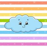 Funny cloud. Colorful vector illustration. Cartoon style. Isolated on color background. Design element. Template for your design.