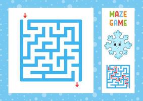 Funny maze. Game for kids. Puzzle for children. Happy character. Labyrinth conundrum. Color vector illustration. Find the right path. With answer. Isolated vector illustration. Cartoon style.