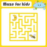 Funny maze. Game for kids. Puzzle for children. Cartoon style. Labyrinth conundrum. Color vector illustration. Find the right path. The development of logical and spatial thinking.