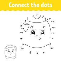 Dot to dot. Draw a line. Handwriting practice. Learning numbers for kids. Education developing worksheet. Activity page. Game for toddler and preschoolers. Isolated vector illustration. Cartoon style.