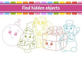 Find hidden object. Education developing worksheet. Activity page with pictures. Color contour. Logical thinking training. Isolated vector illustration. Funny character. Cartoon style.